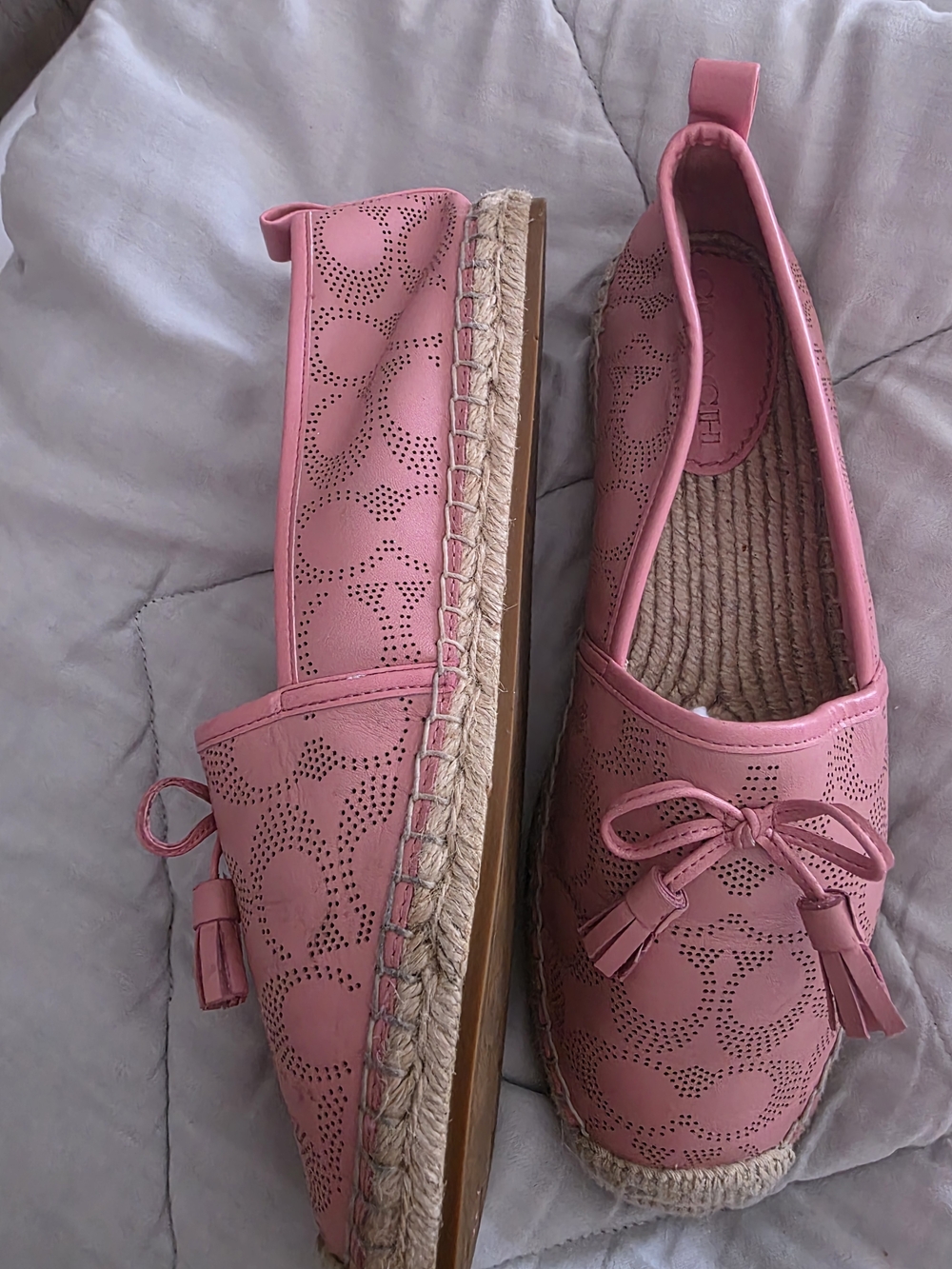 Coach Pink Carson Leather Espadrille Flats - Picture 2 of 4
